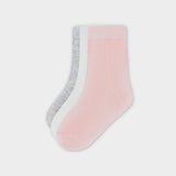 Essential Ribbed Knit Socks – Set of 3 for Girls