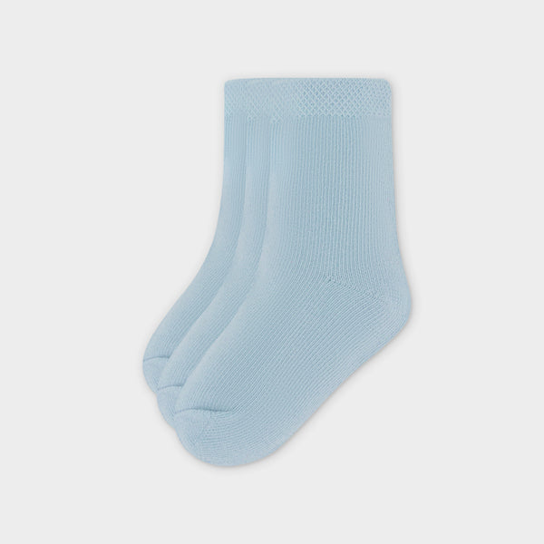 Blue Essential Ribbed Knit Socks -  Set of 3